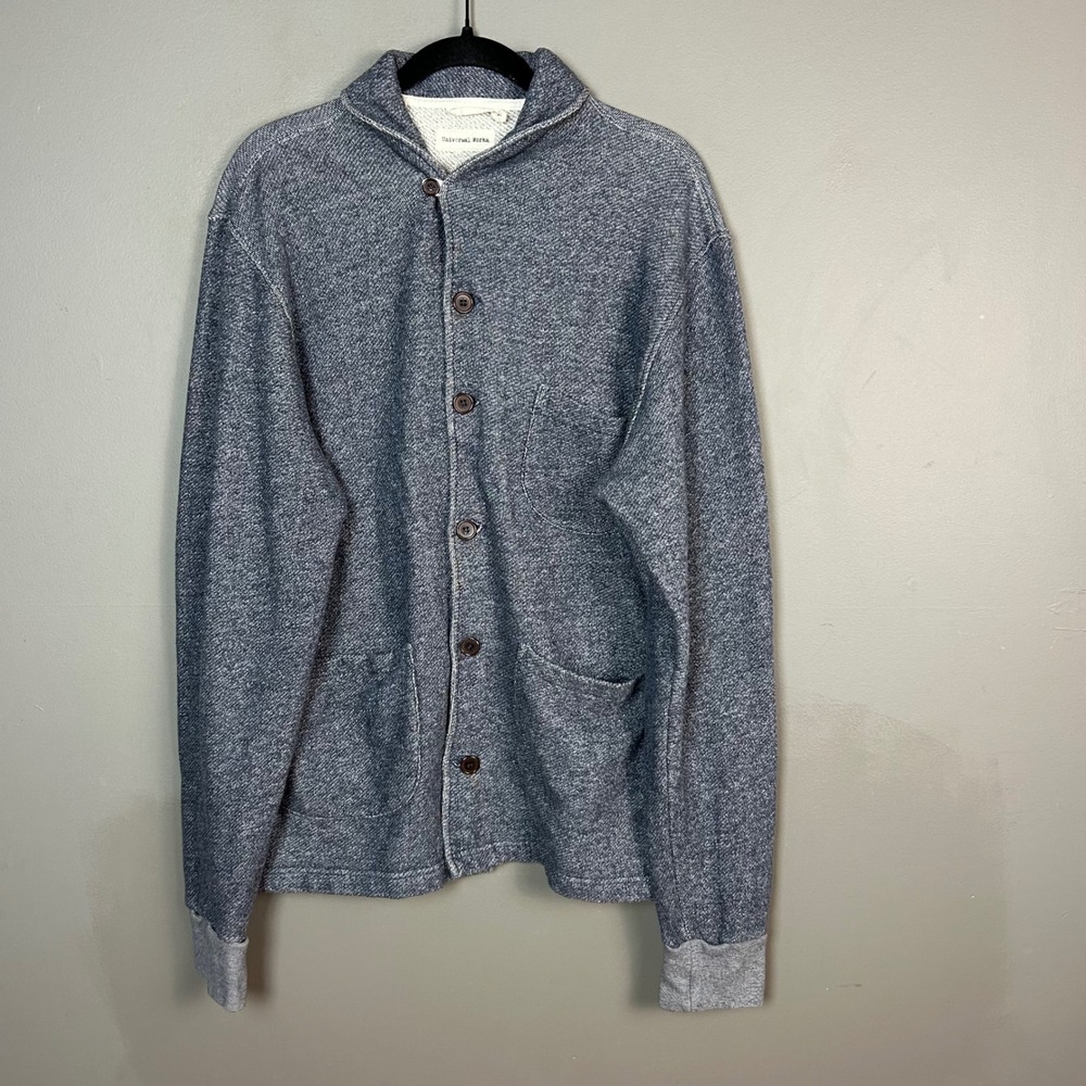 Universal Works Shawl Cardigan Mens XL Workwear Marled Fleece Cotton Portugal